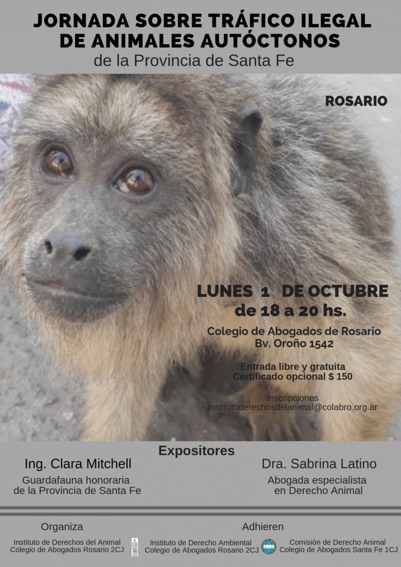 JORNADA SOBRE TRÁFICO ILEGAL DE ANIMALES AUTÓCTONOS DE LA PROVINCIA DE SANTA FE - 01/10/2018